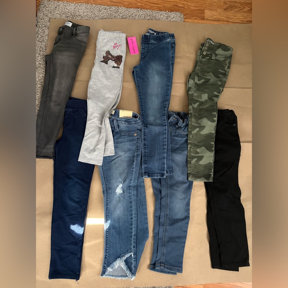 Girls Camo & Denim Bottoms Pack - Green Camo, Blue Denim, Black
